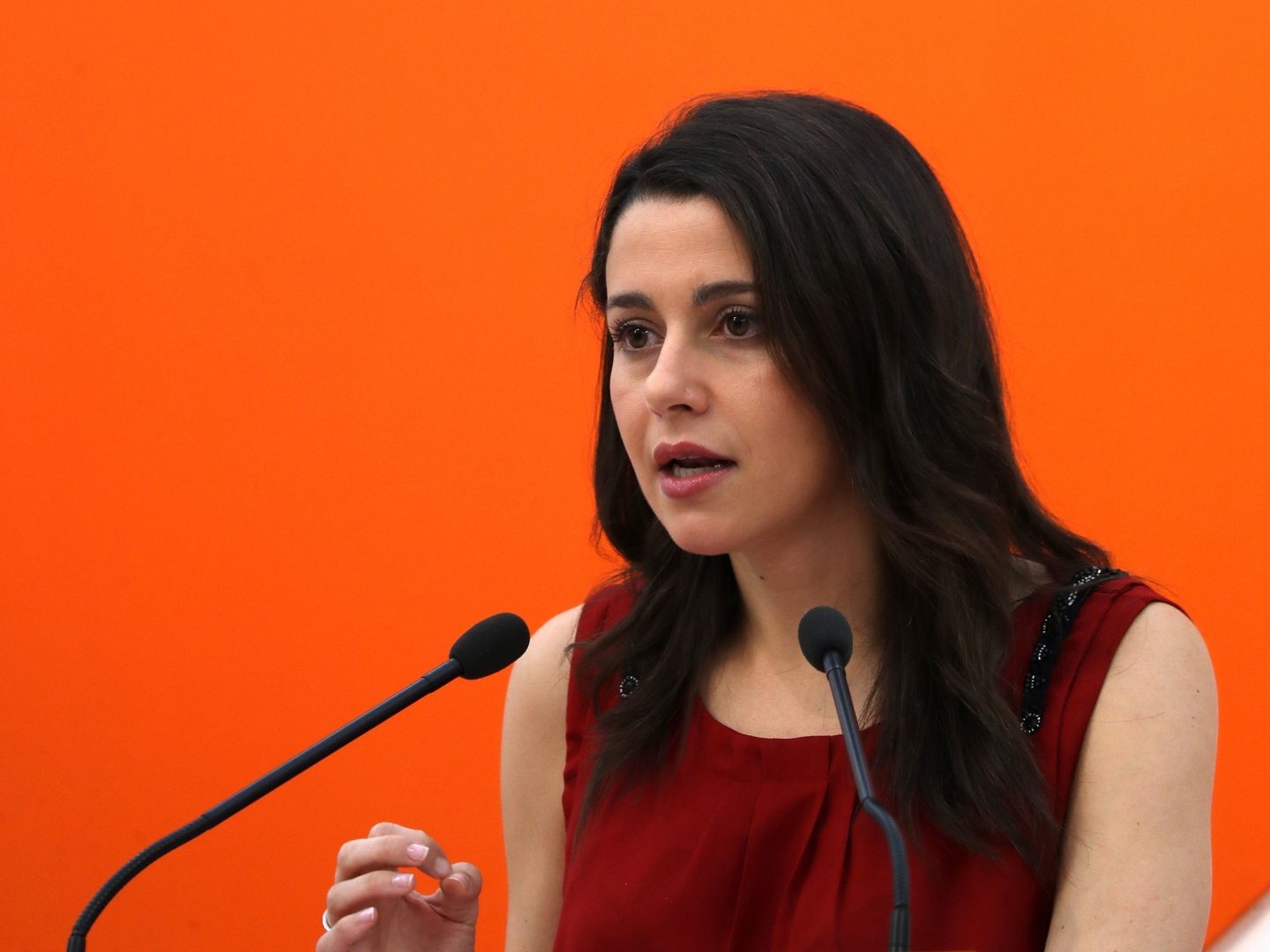 La portavoz nacional de Ciudadanos, Inés Arrimadas, en una rueda de prensa.