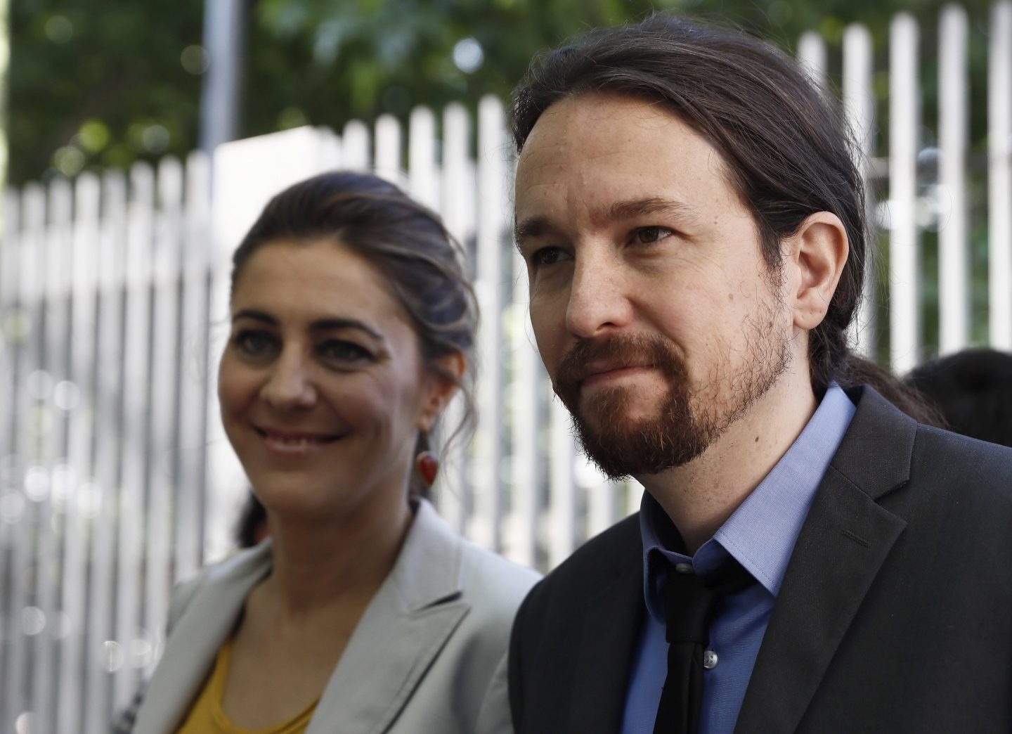 Lorena Ruiz- Huerta y Pablo Iglesias, en la moción contra Cifuentes.