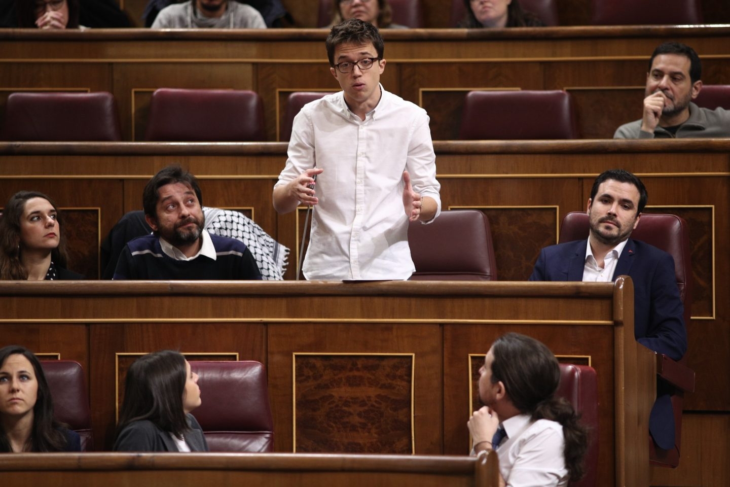 Iñigo Errejón durante una sesión de control al Gobierno en el Congreso.