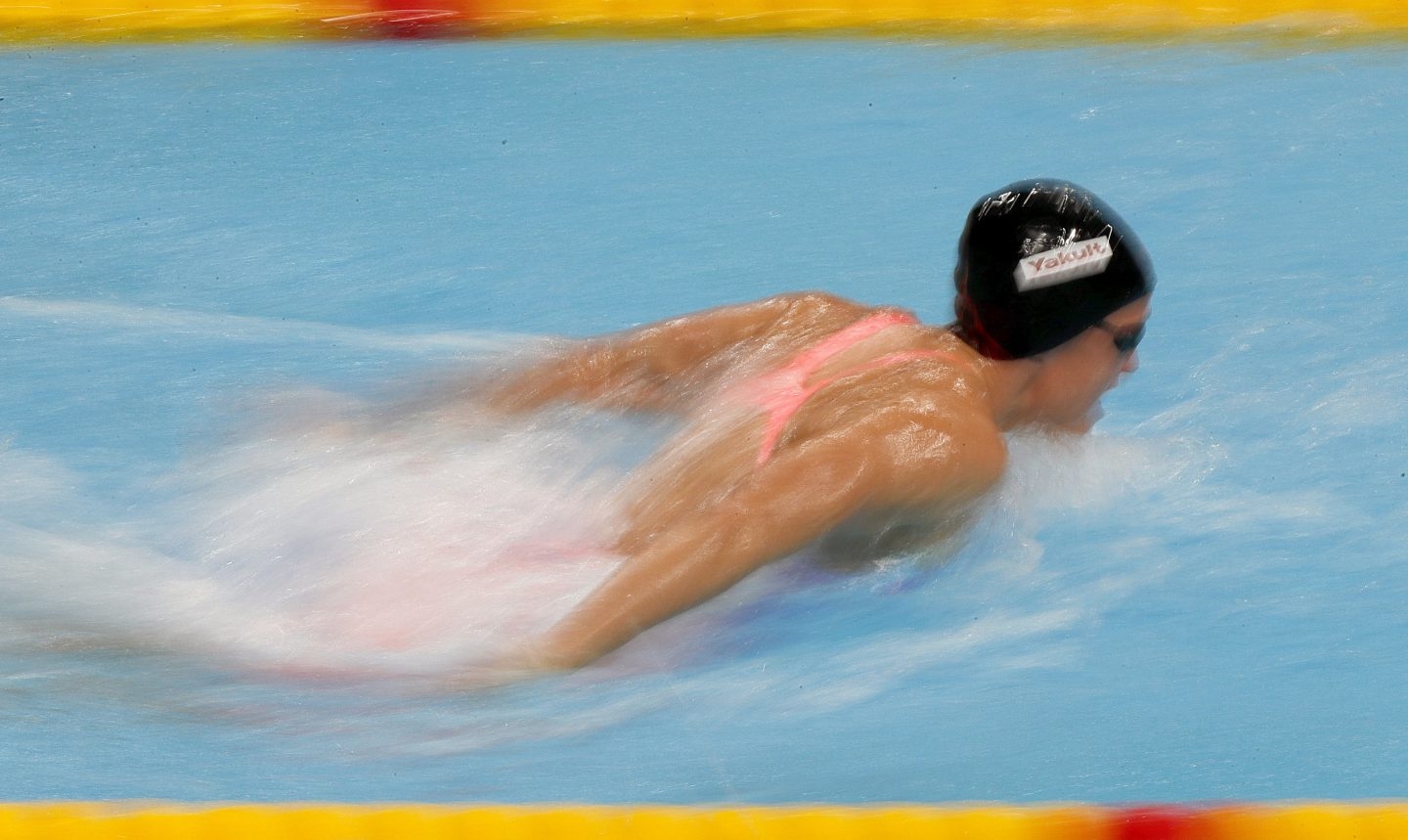 El nadadora española Mireia Belmonte durante la semifinal de los 200m mariposa femeninos del Mundial de Natación que se disputa en Budapest (Hungría)