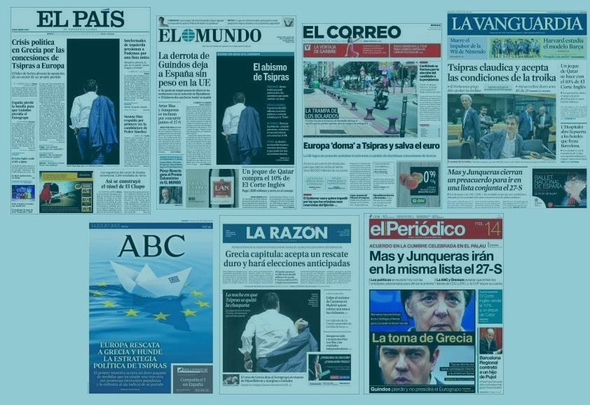 Portadas de los principales periódicos españoles.