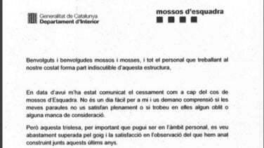 Trapero acata su cese y pide a los Mossos que sean leales a sus nuevos mandos