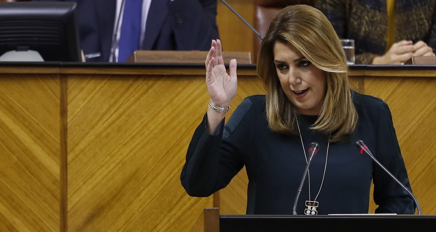 Susana Díaz en la tribuna del Parlamento de Andalucía el 23 de noviembre, durante el debate sobre el estado de la comunidad.