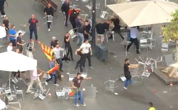 Batalla campal en Barcelona el pasado 12 de octubre.