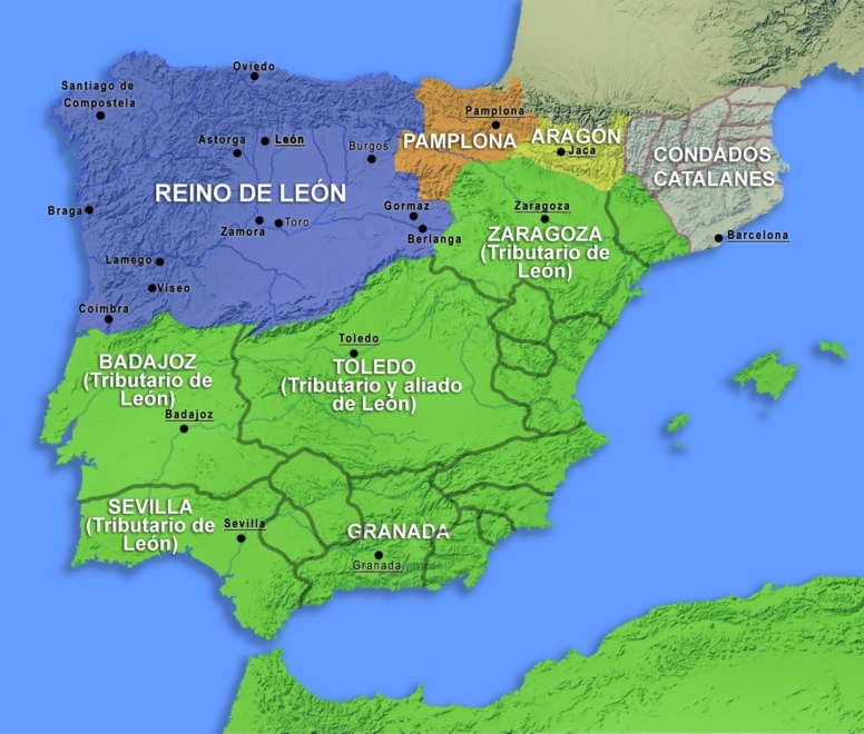 Mapa político de la península ibérica en 1072