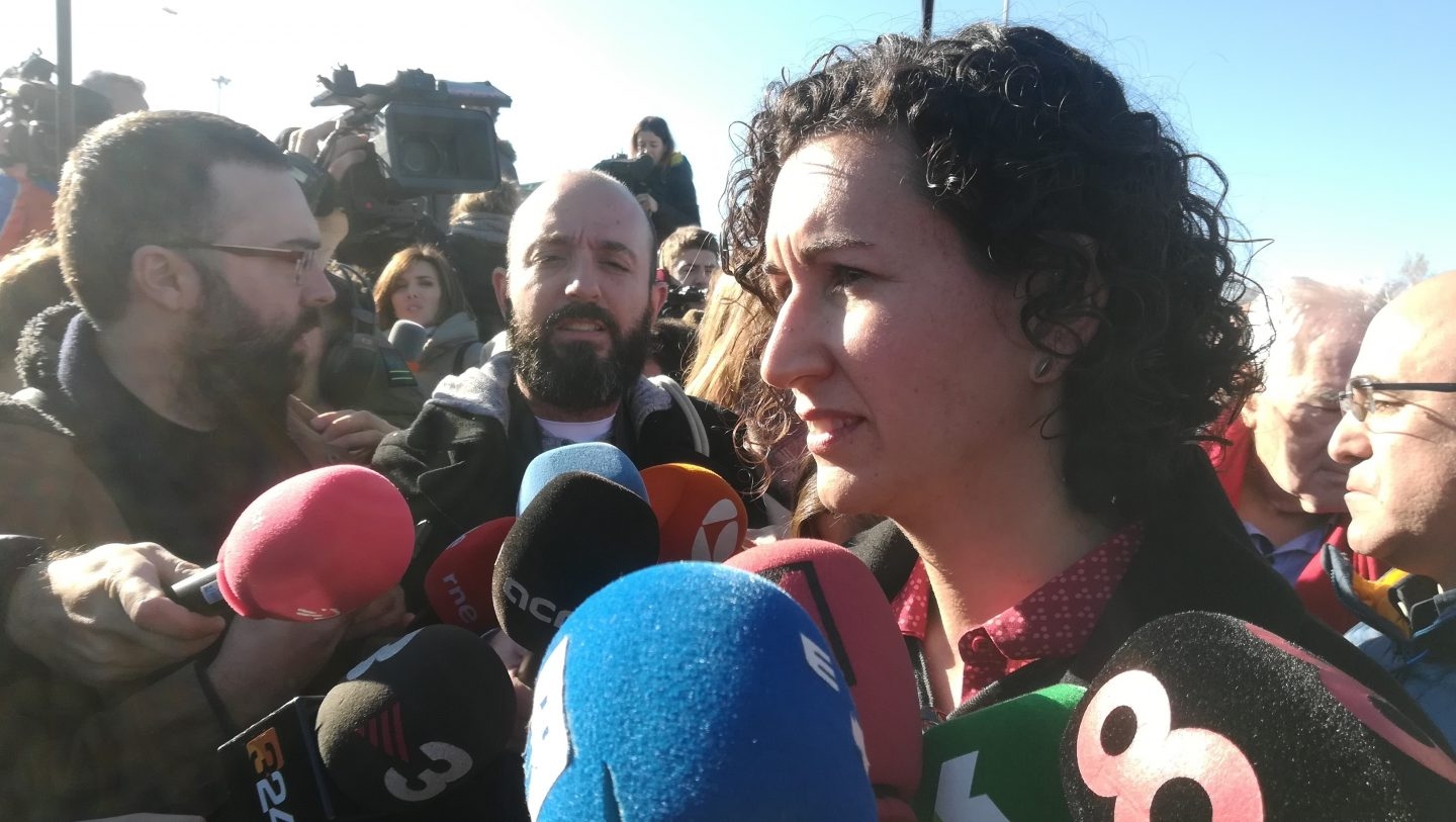 Marta Rovira acude junto a Joan Tardá y Raül Romeva a la cárcel de Estremera el último día de campaña.