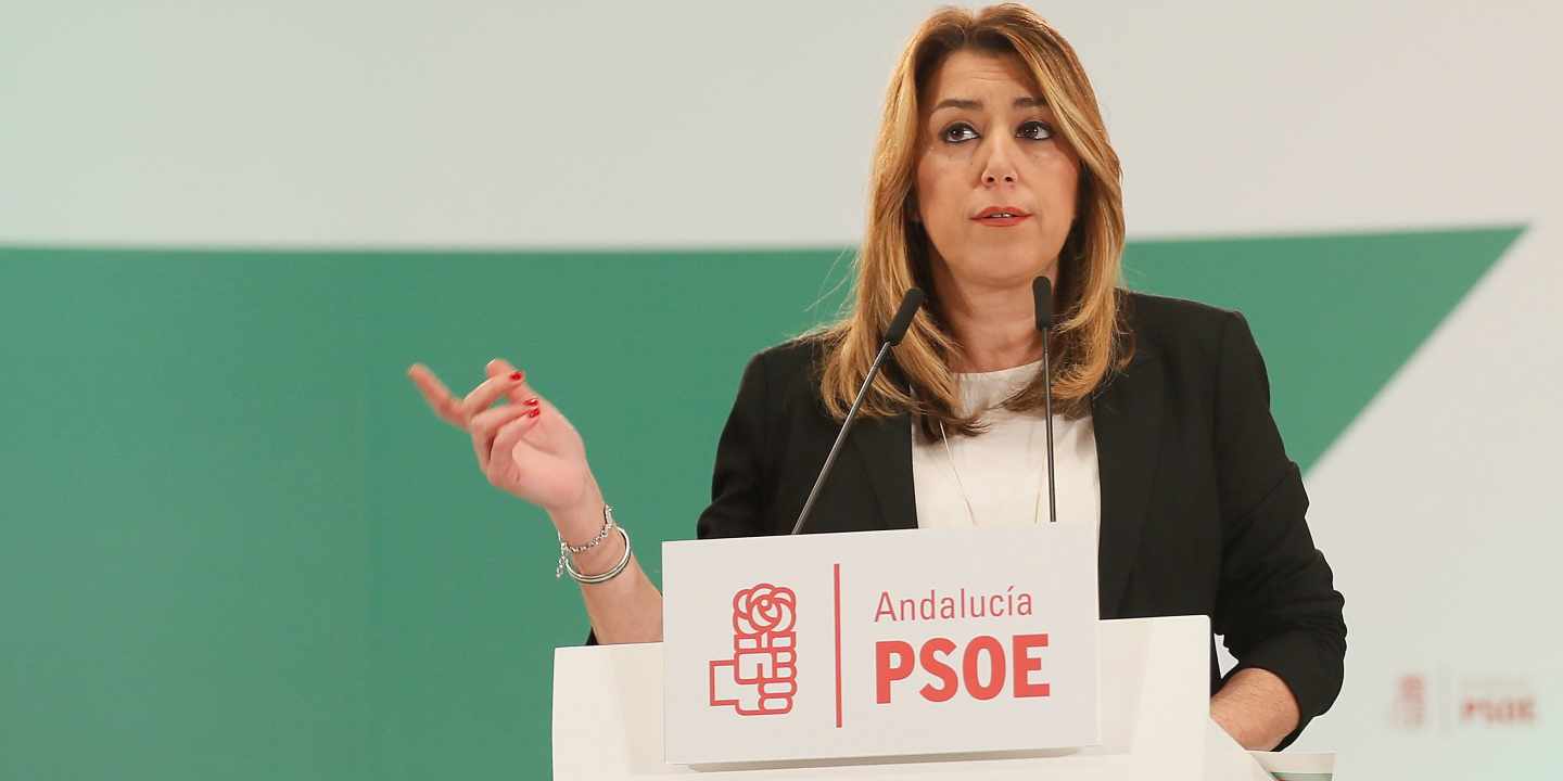 La presidenta de la Junta de Andalucía, Susana Díaz, interviene durante una sesión del comité director.