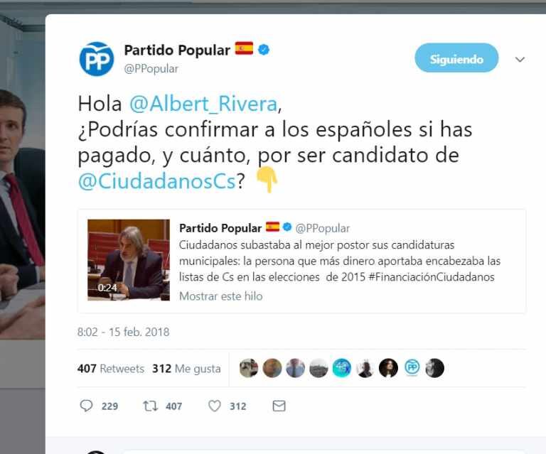 La ruptura entre PP y Ciudadanos se traslada a las redes sociales