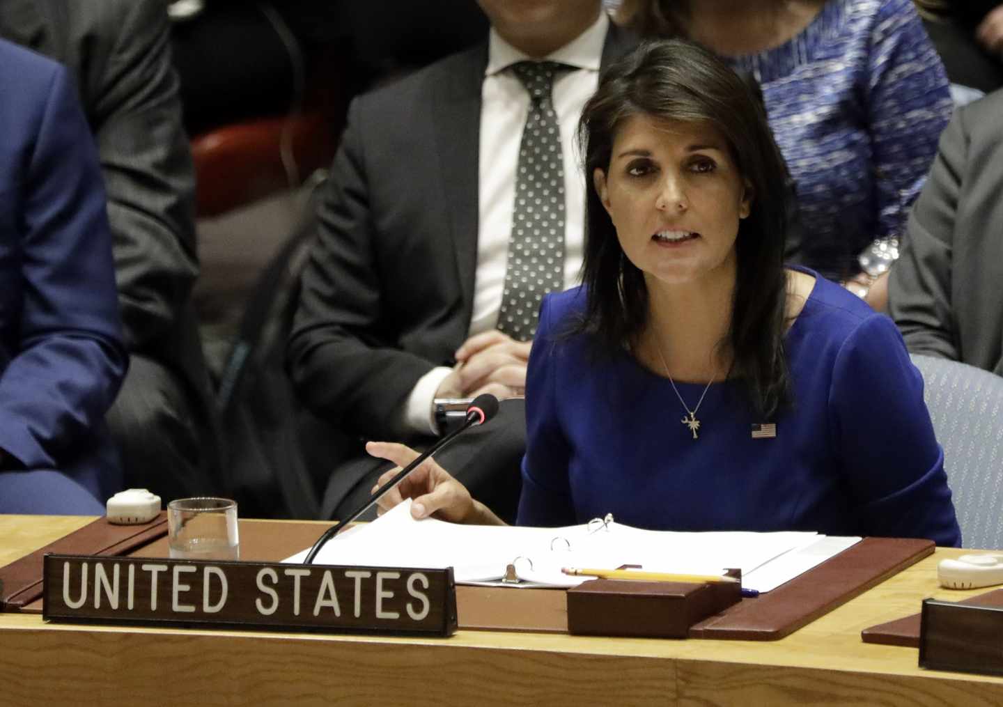 La embajadora de EEUU en la ONU, Nikki Haley, en el Consejo de Seguridad.