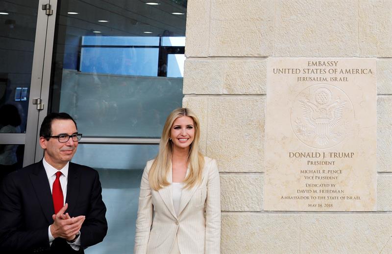 Ivanka Trump, ante la embajada de EEUU en Jerusalén.