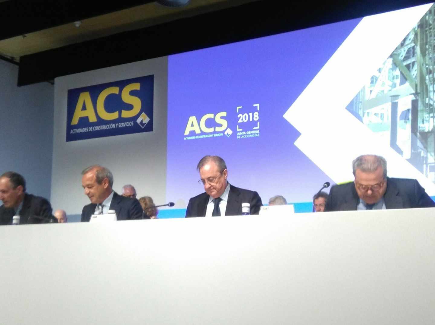 El presidente de ACS, Florentino Pérez, en la junta de accionistas del grupo.