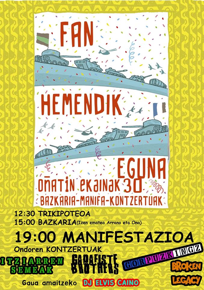 Cartel anunciador del 'Fan Hemendik', jornada en contra de la Guardia Civil, que se celebrará el sábado en Oñati (Guipúzcoa).