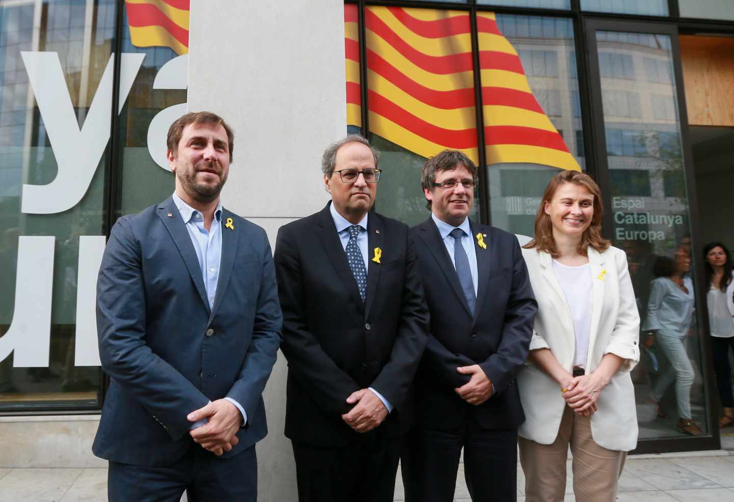 Comín, Torra, Puigdemont y Serret, en Bruselas.