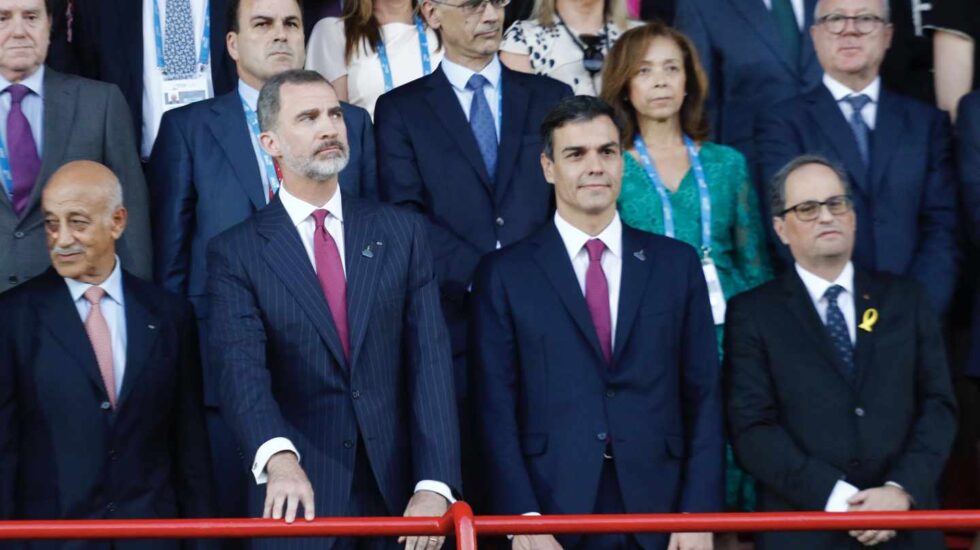 Pedro Sánchez y Quim Torra, junto al Rey en Tarragona.