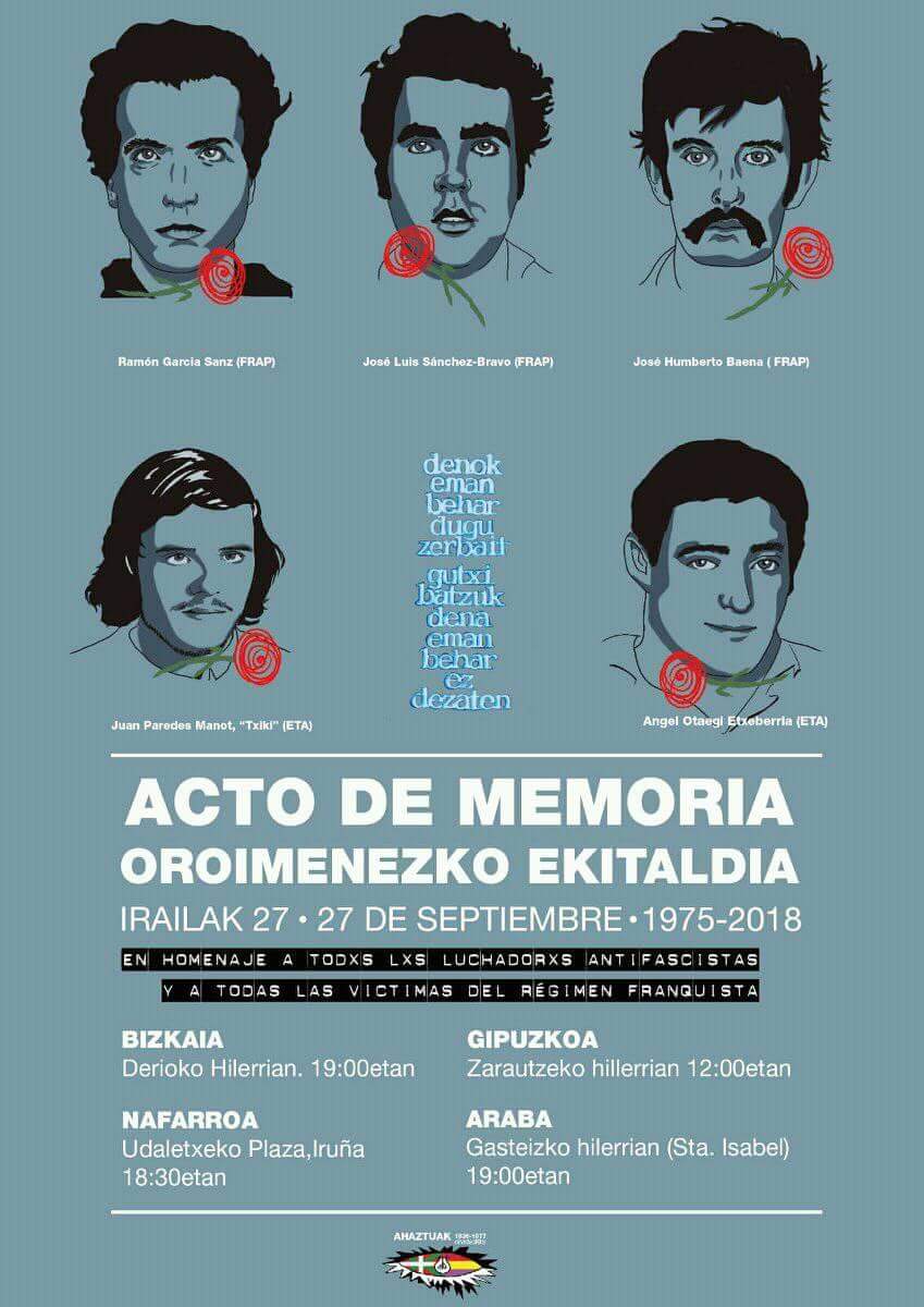 Prohíben un homenaje a dos militantes de ETA fusilados por Franco