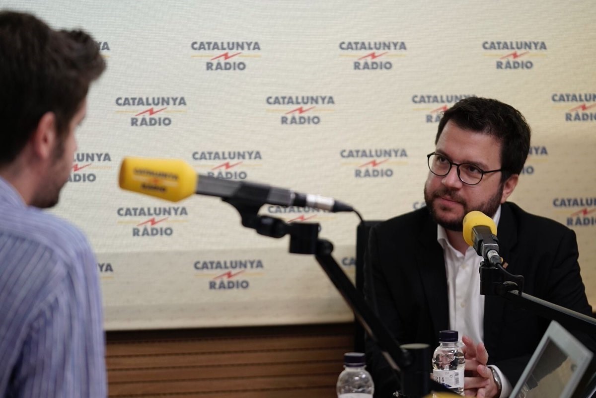 Pere Aragonès durante la entrevista en Catalunya Radio.