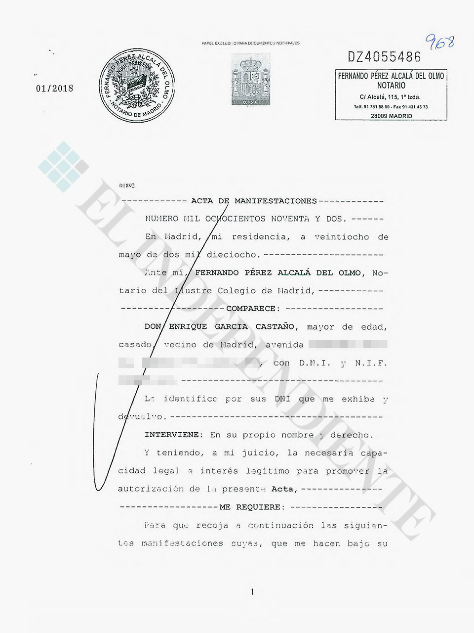 Acta notarial García Castaño