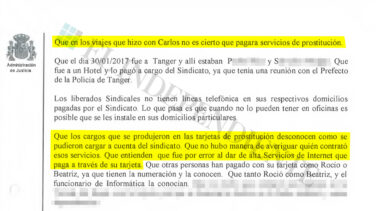 El líder de la UFP reconoce que el sindicato pagó a prostitutas pero no sabe cómo ocurrió