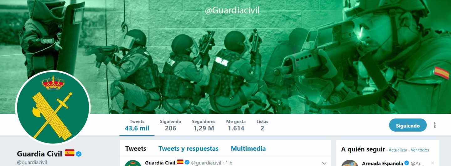 Perfil oficial de la Guardia Civil en Twitter.