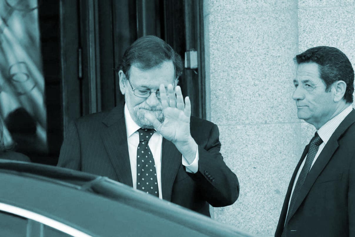 Mariano Rajoy, a su salida del Tribunal Supremo tras declarar en el juicio del procés.