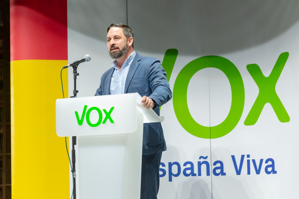 Santiago Abascal, en el acto de Vox en Madrid.