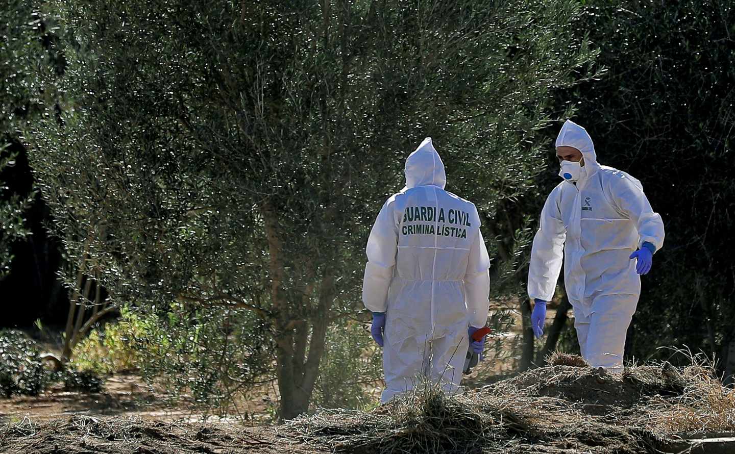 Agentes de la Policía Científica de la Guardia Civil en el lugar donde tuvo lugar el presunto crimen de los niños de Godella.