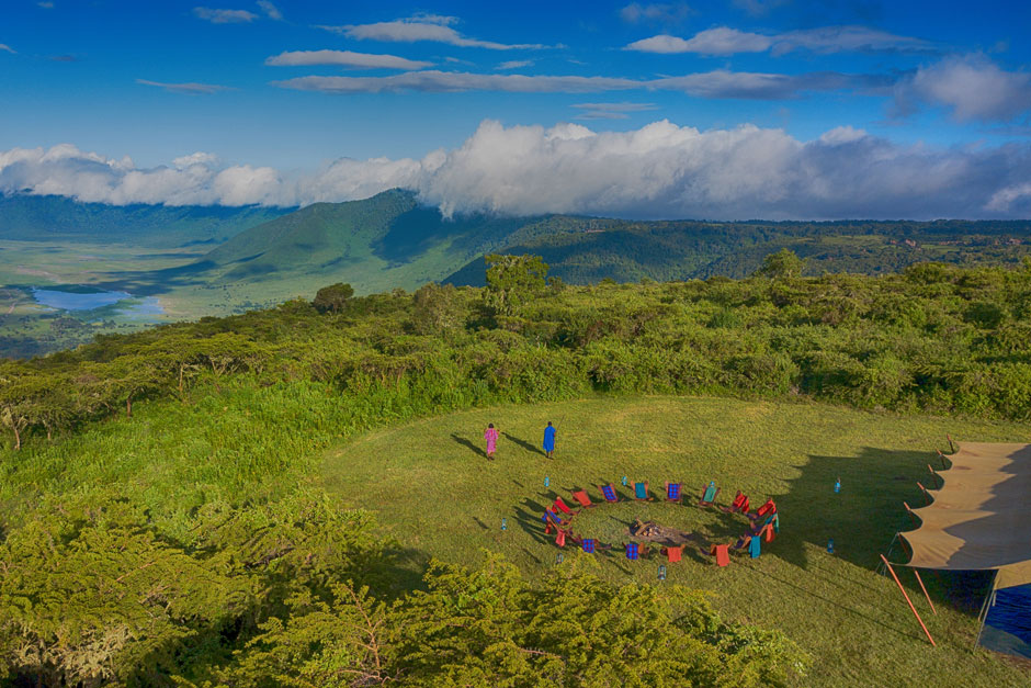 Localización de un safari sobre el cratel de Ngorongoro