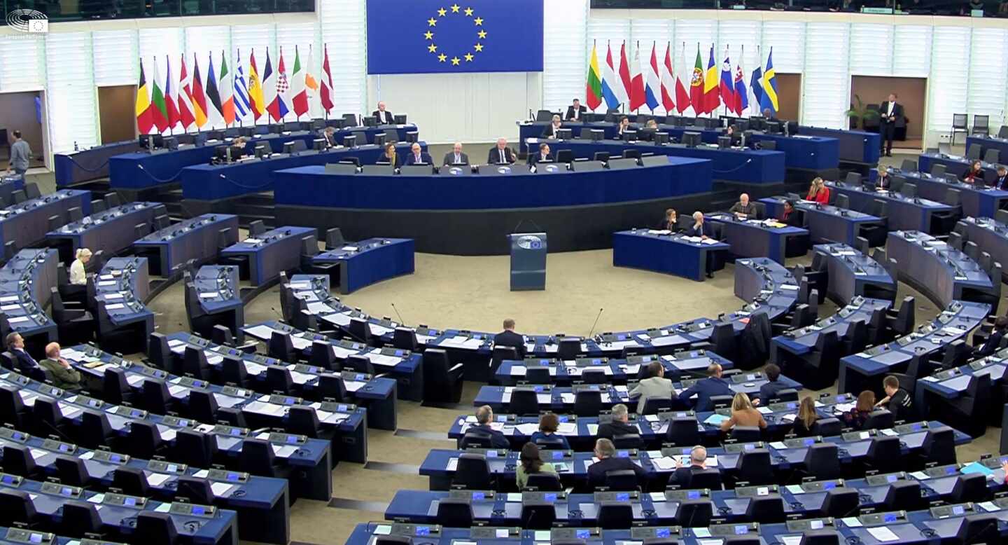 Sala de plenos del Parlamento Europeo.