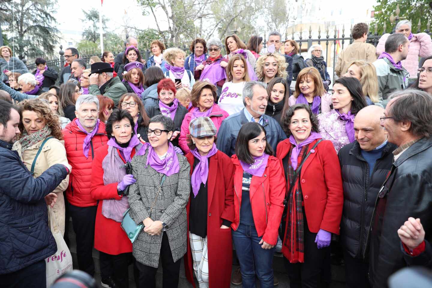 Varios ministros, en la última manifestación del 8-M en Madrid.