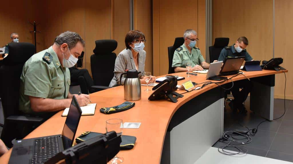 La directora general de la Guardia Civil, María Gámez, este lunes en una videoconferencia con las unidades territoriales.