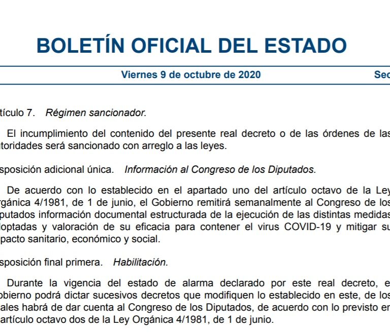 El decreto del estado de alarma no refleja la ley para sancionar las infracciones