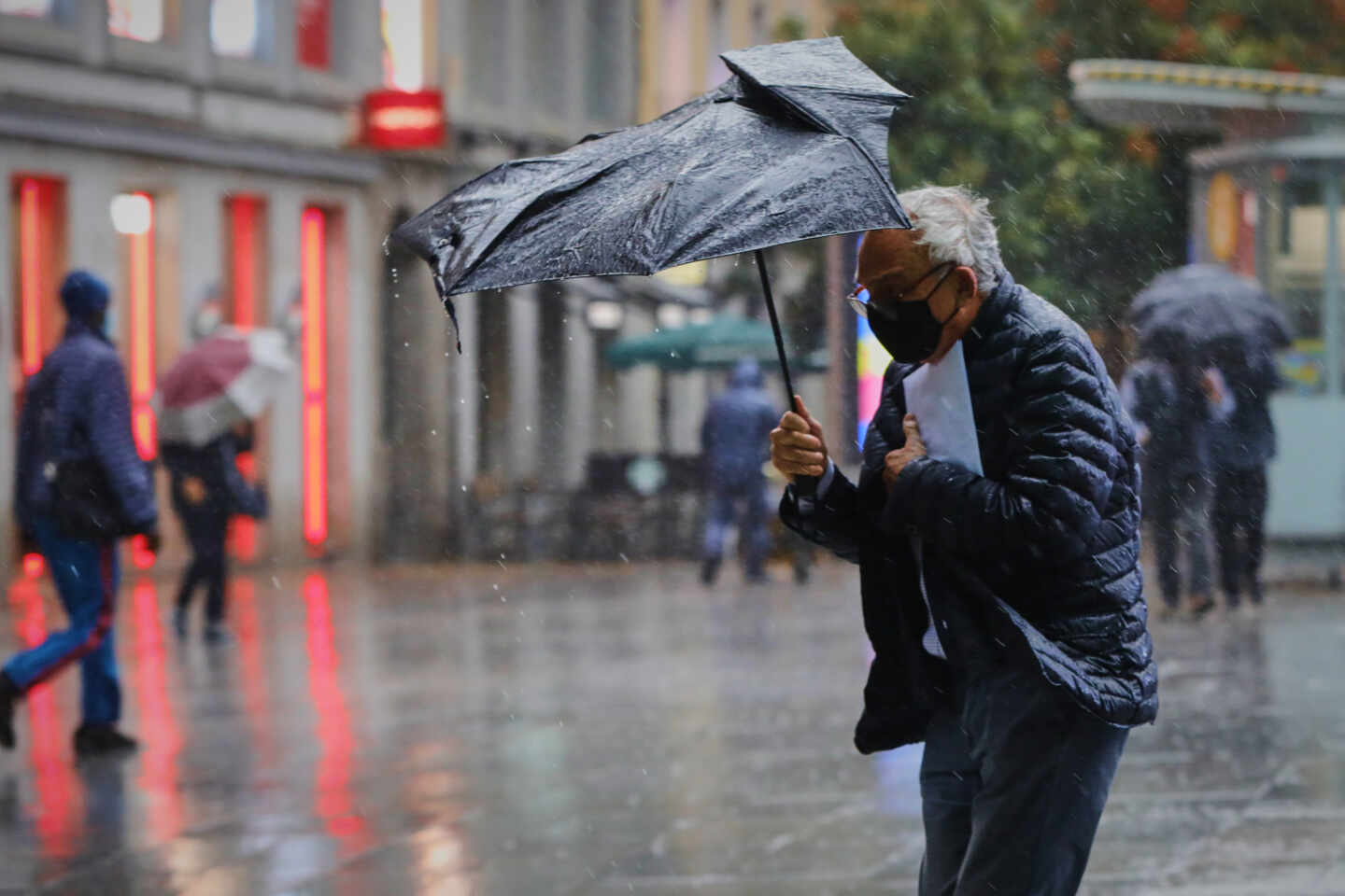 Día de lluvia en Madrid.
