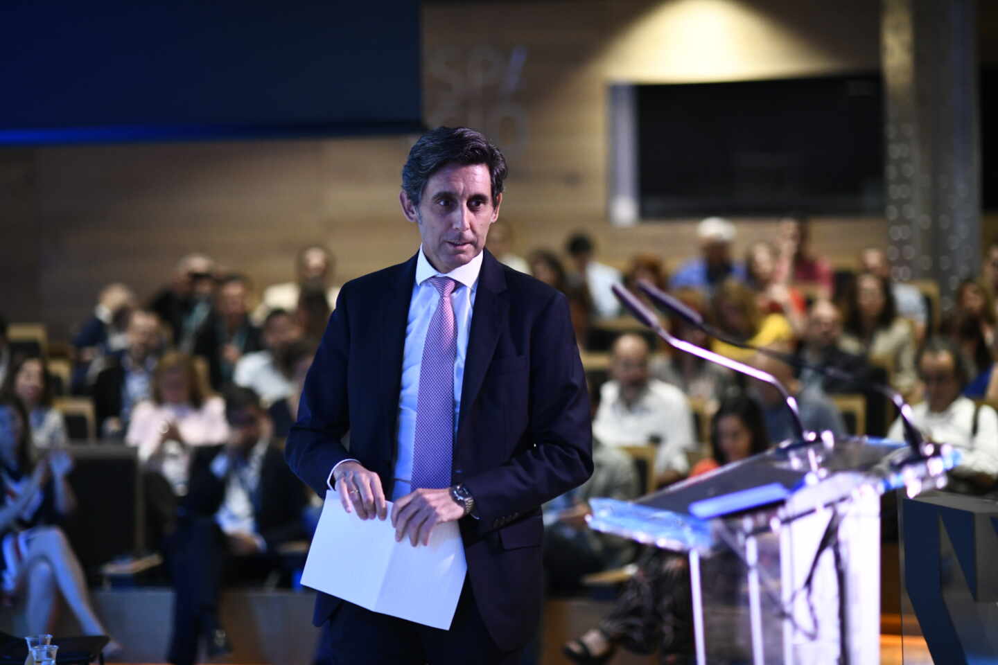El presidente de Telefónica, José María Álvarez-Pallete, durante una conferencia en la Fundación Telefónica