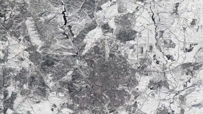 La espectacular imagen de Madrid nevado desde el satélite Sentinel-2