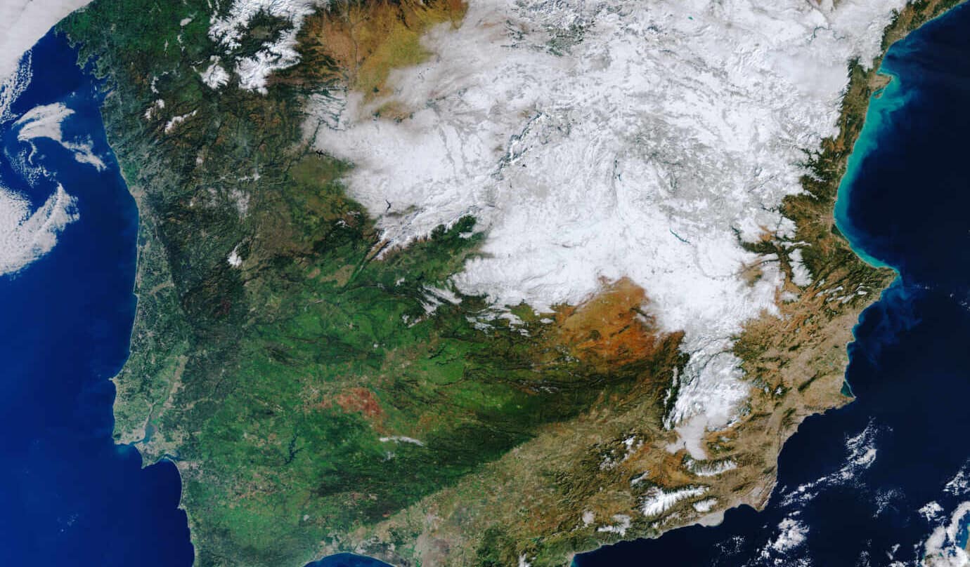 imagen de satélite La huella de Filomena en la península.