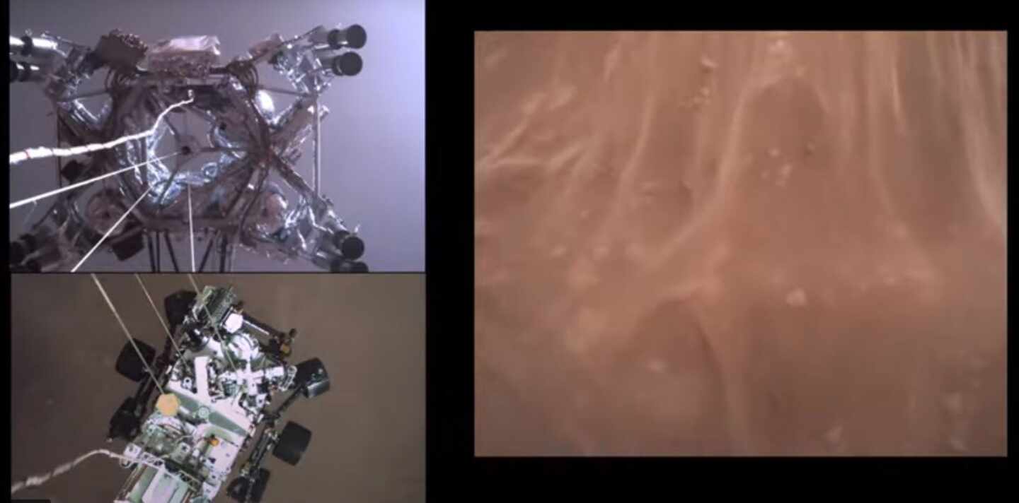 Imagen del aterrizaje del Perseverance en Marte