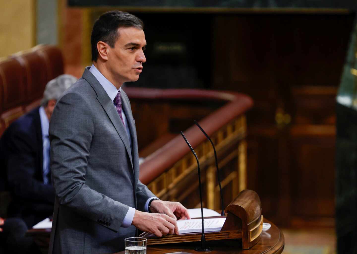 El presidente del Gobierno, Pedro Sánchez, durante la sesión de este miércoles en el Congreso.