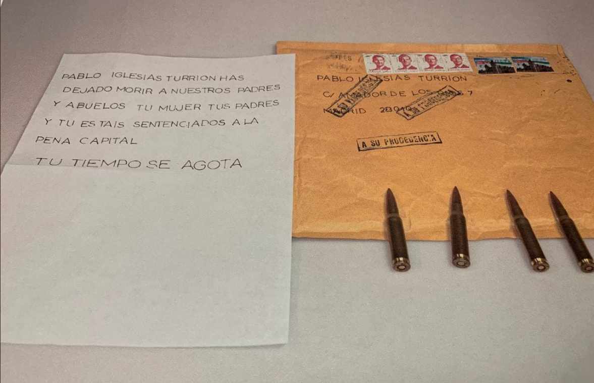Carta amenazante enviada a Pablo Iglesias en vísperas del 4-M.