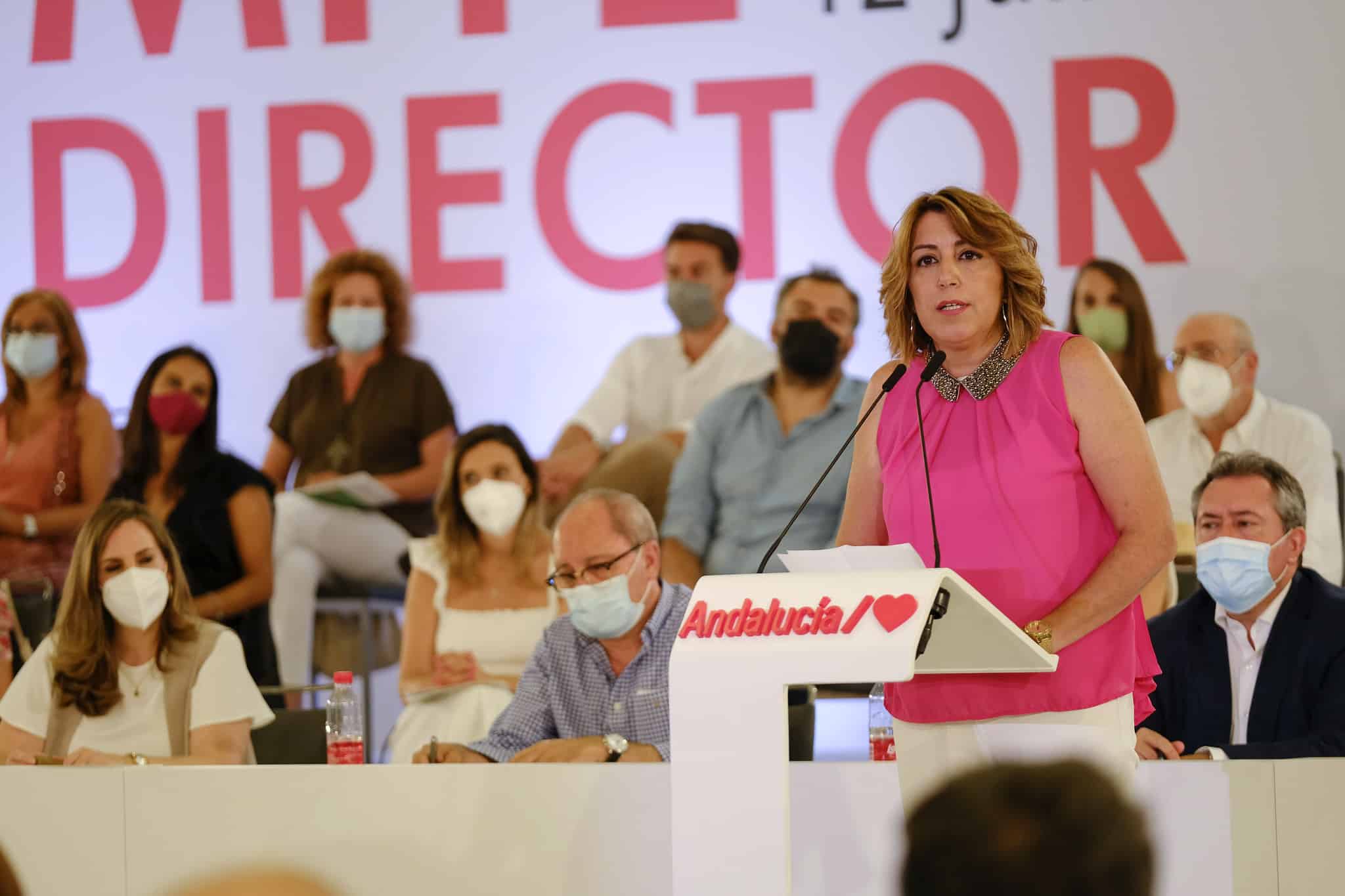 Susana Díaz interviene ayer lunes en el comité director del PSOE andaluz