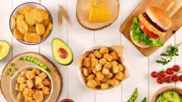 Proteínas vegetales congeladas con sabor a pollo y vaca para la nueva cesta de la compra