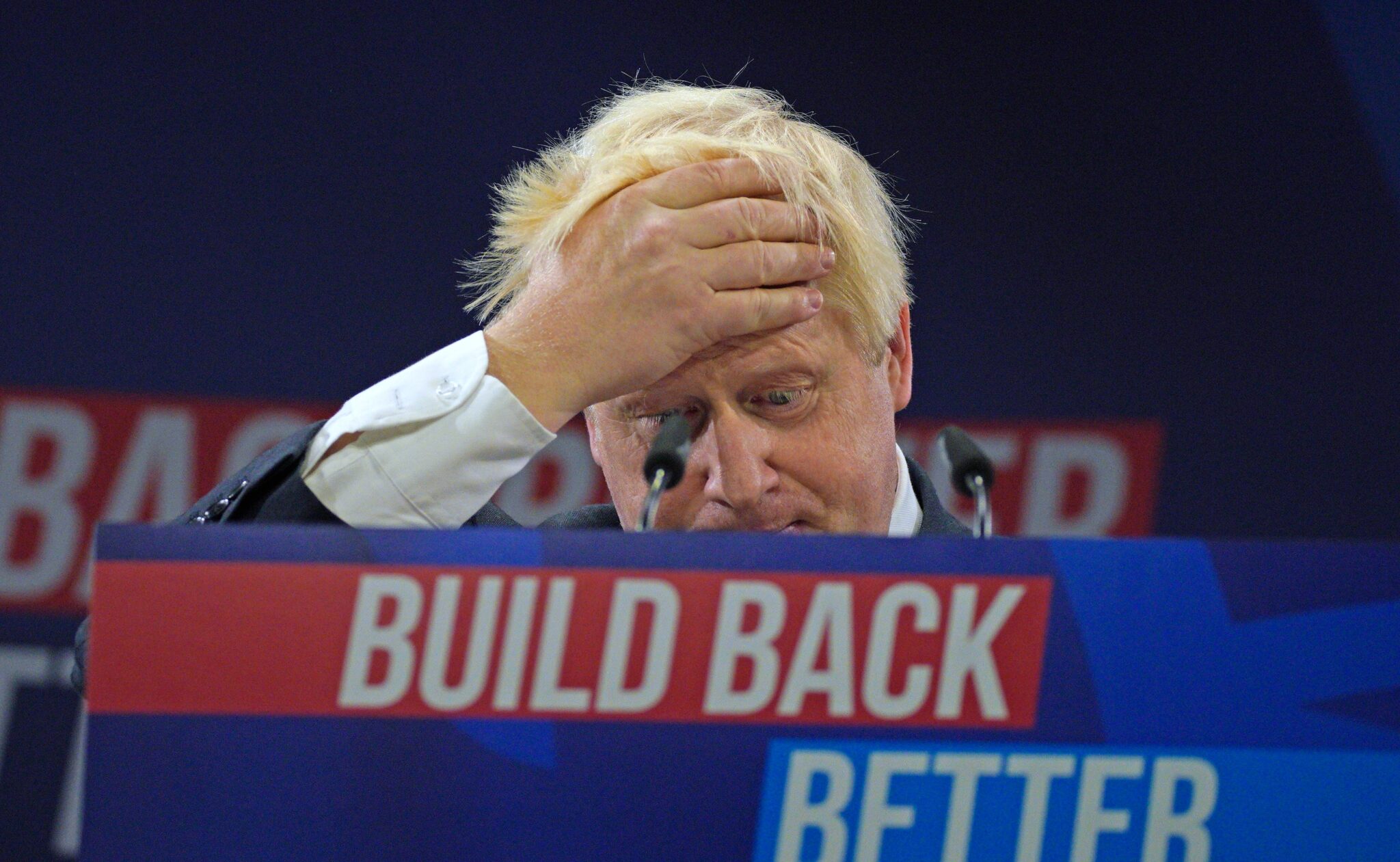 Imagen de Boris Johnson en rueda de prensa