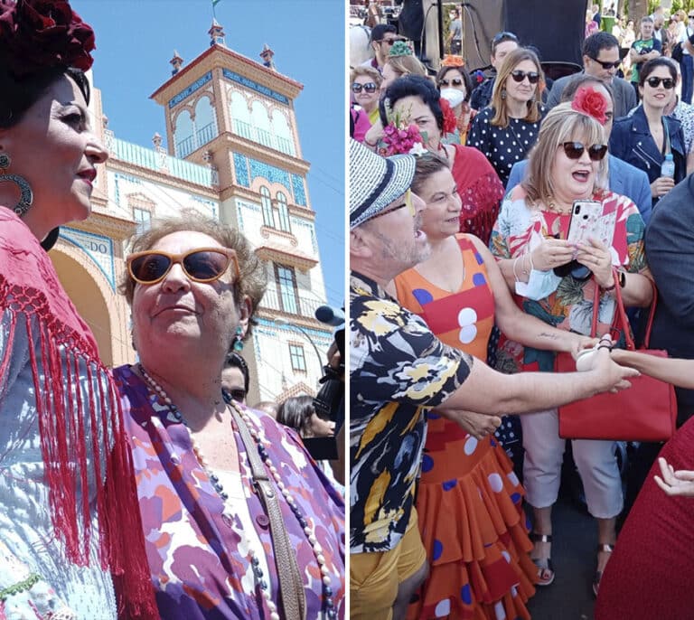 Macarena Olona y Yolanda Díaz, una mañana en la Feria entre las sevillanas de Juanma Moreno