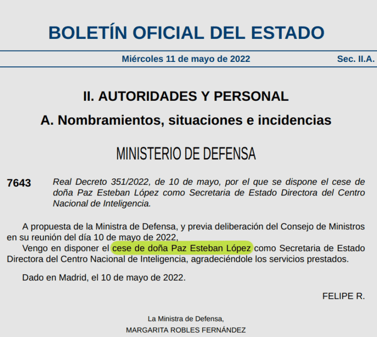 ¿"Cambio", "sustitución", "relevo" o, como dice el BOE, "cese"? Los subterfugios para la destitución de la jefa de los espías