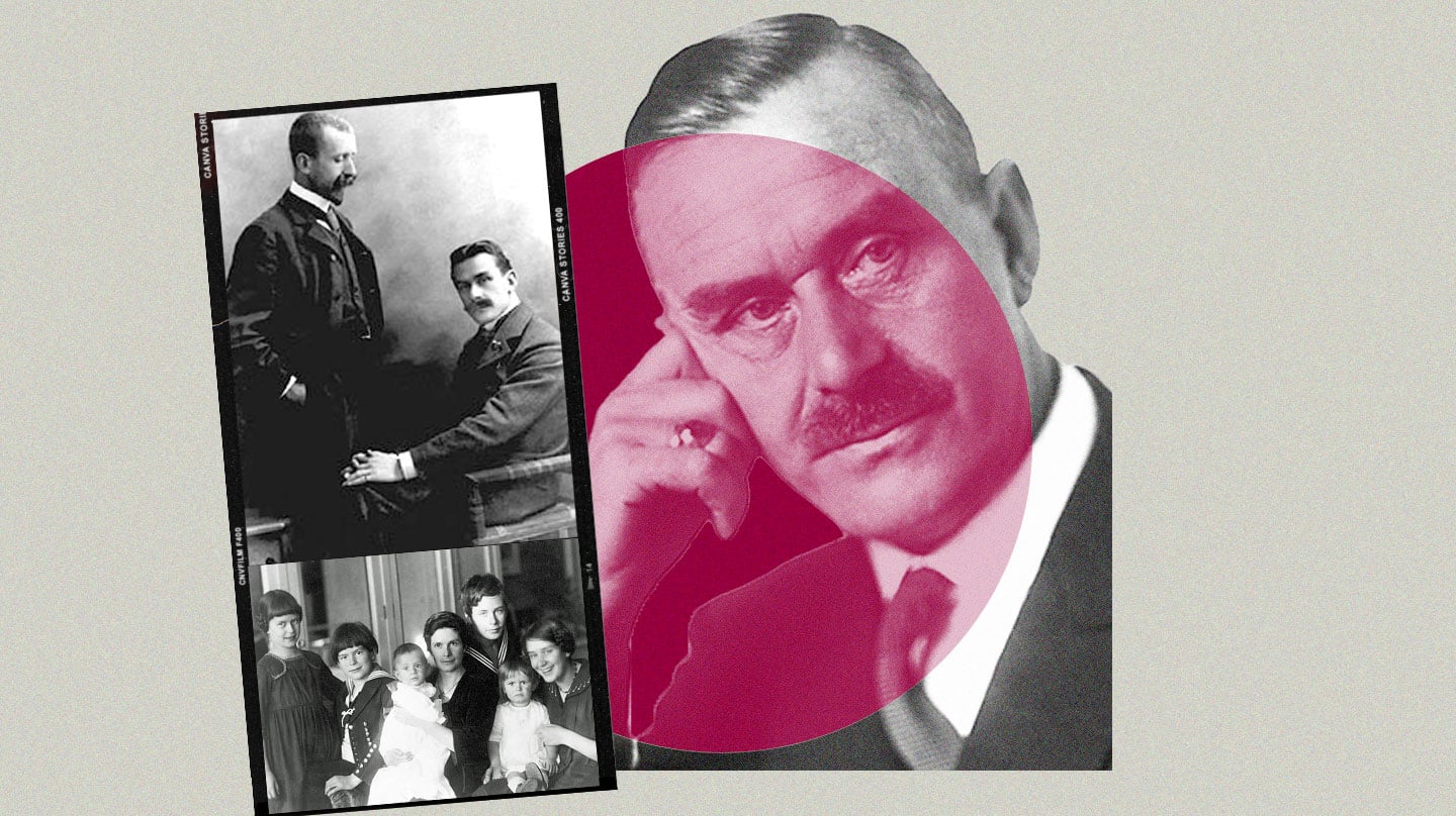 Imagen de Thomas Mann con una foto imagen de su familia