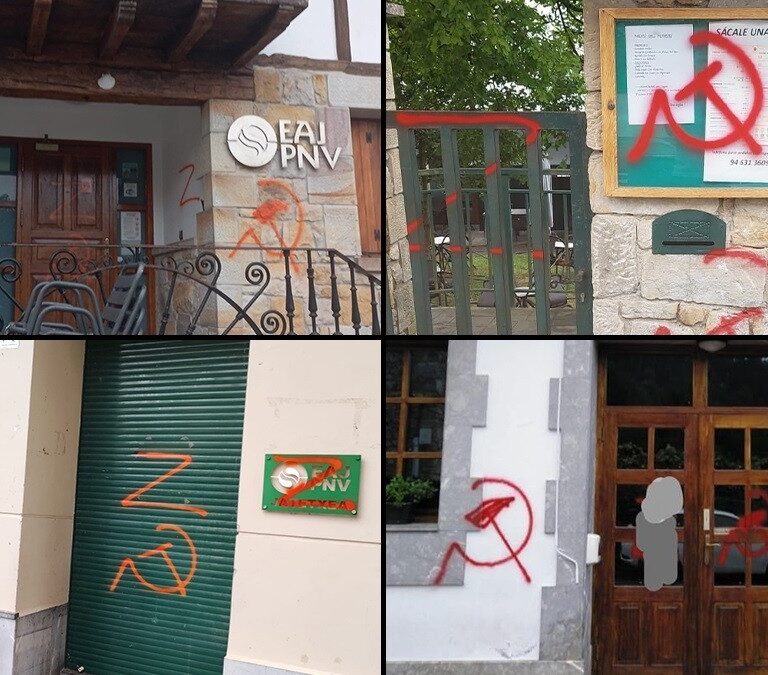 Atacan con la 'Z' de Putin y símbolos comunistas cuatro sedes del PNV