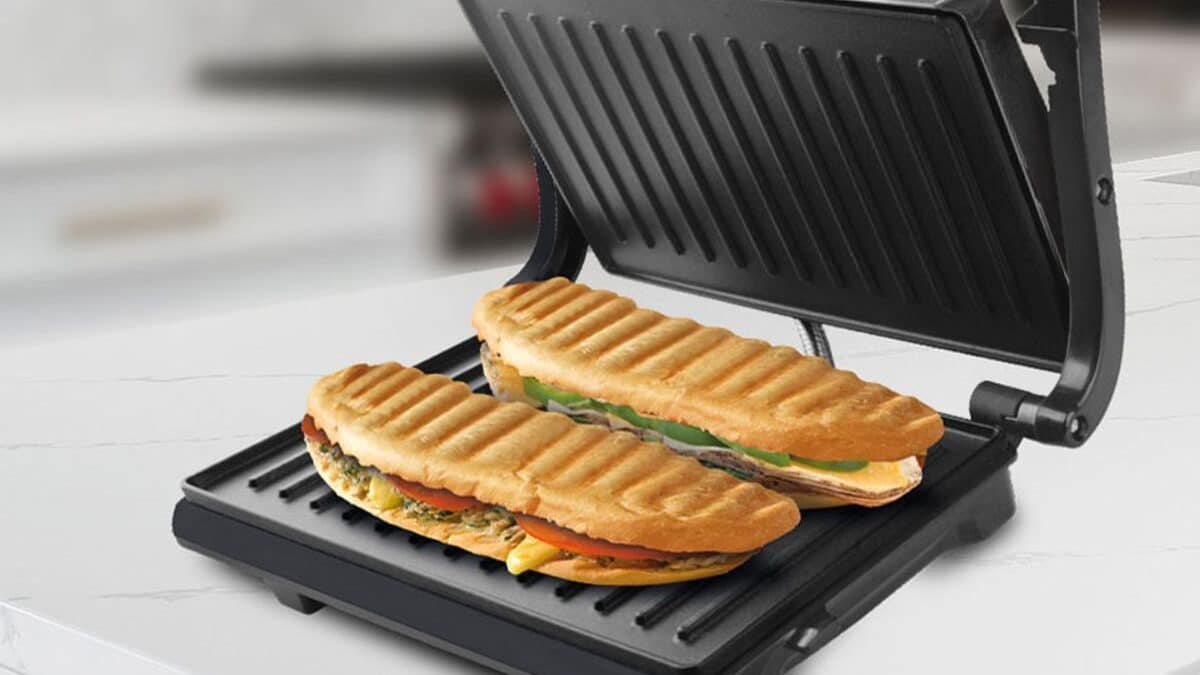Sandwichera, Grill y máquina de panini, 1800W Aigostar Calore