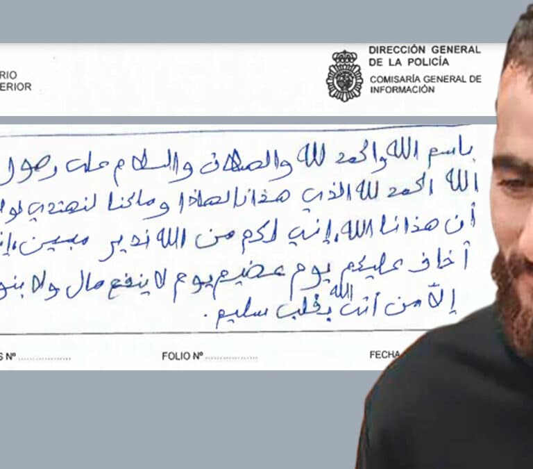 “Vengo de parte de Dios para advertiros”: el escrito del terrorista de Algeciras frente a la Policía