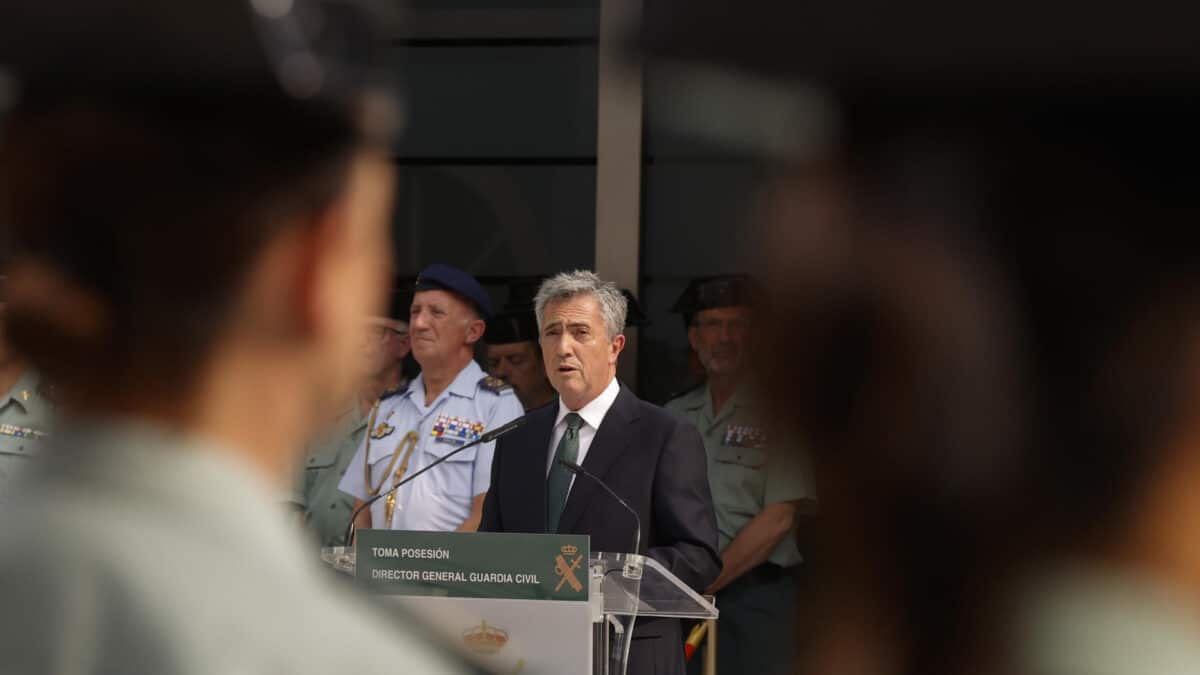 Leonardo Marcos pronuncia unas palabras durante su toma de posesión como director general de la Guardia Civil, este martes en Madrid | EFE
