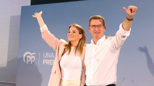 El presidente del Partido Popular, Alberto Núñez Feijóo, y la presidenta del PP de las Islas Baleares, Marga Prohens, durante la Junta Directiva del Partido Popular de las Islas Baleares