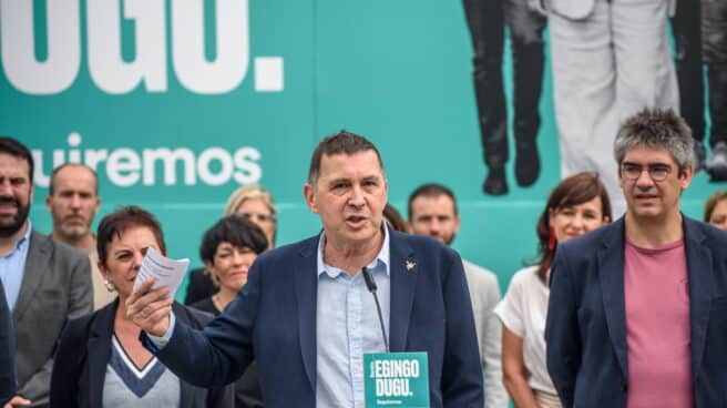 Otegi, en un acto de Bildu en Sestao.